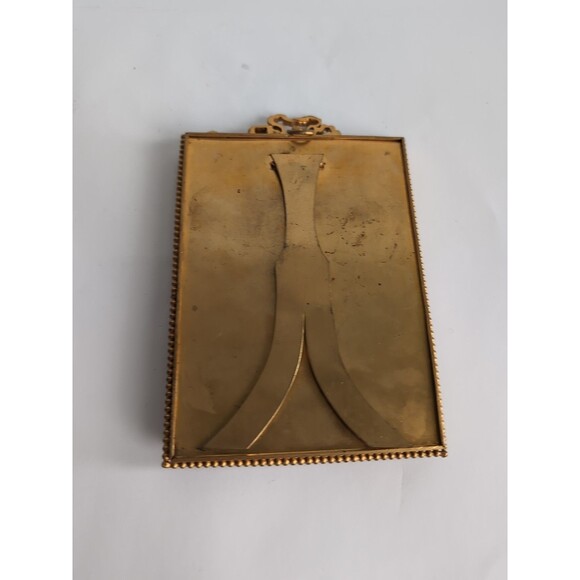 Victorian French Antique Picture Frame Brass Easel Back Gilt Metal Convex - Picture 7 of 9